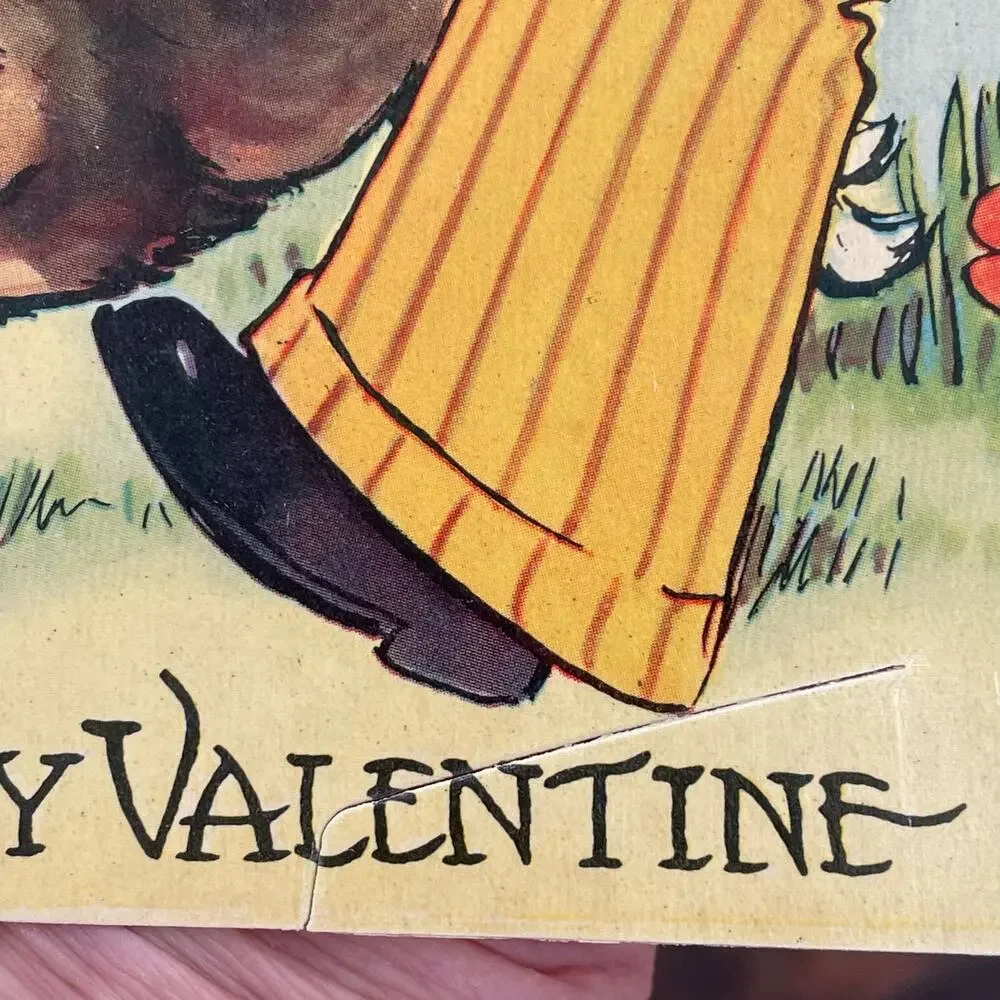 Vintage Valentine Card Large Paper Unsigned Stand Tab Collectible Ephemera READ